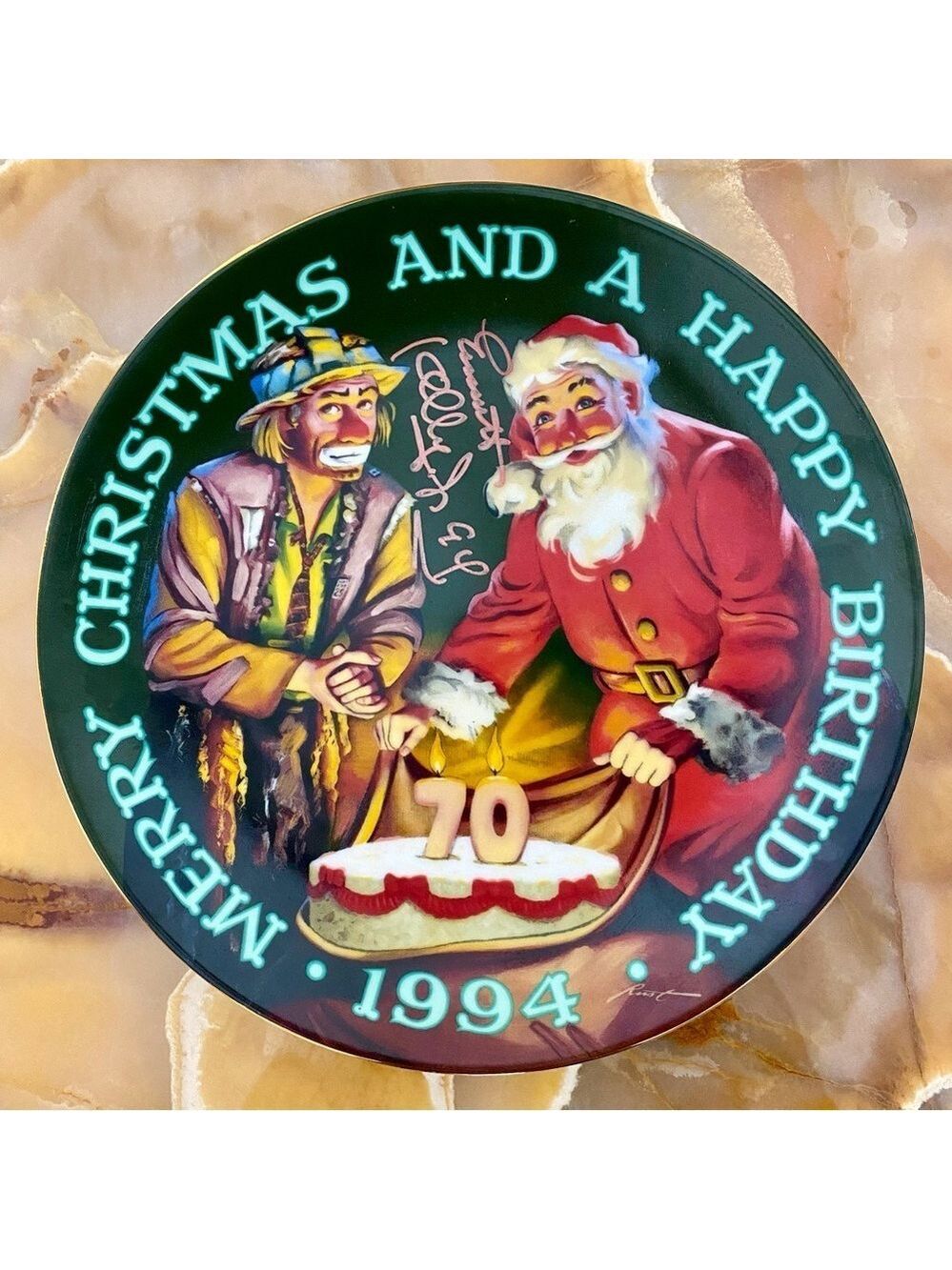 Signed by Emmett Kelly Jr 70th Birthday & Merry Christmas Commemorative LE Plate